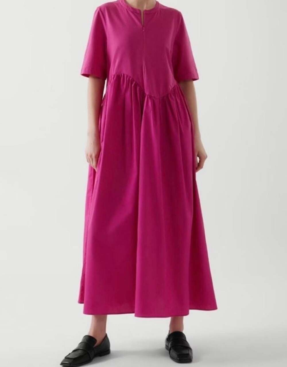 COS Pink Mixed-Media Hybrid Maxi Dress with Pockets Size M